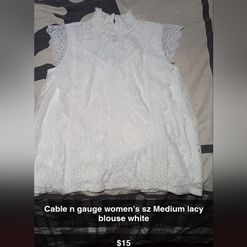 Cable n Gauge Lacy white blouse DISREGARD PRICE ON PIC